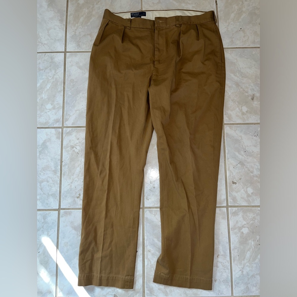 Men’s Polo Ralph Lauren Ethan Pants 38x34 Bronze Pleated (flaw)